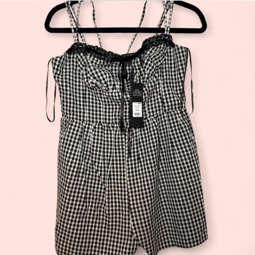 Fashion Nova Black and White Checkered romper